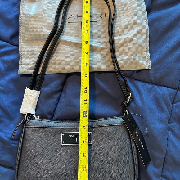 🟢 TAHARI • Black Cross Over Bag • Small - Picture 7 of 11